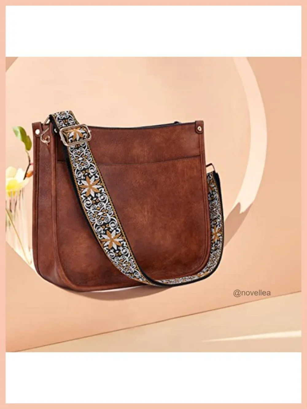 Trendy Vegan Leather Hobo Crossbody Bag with 2 Adjustable Straps